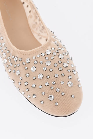 Sheer Ballet Flats with Rhinestones