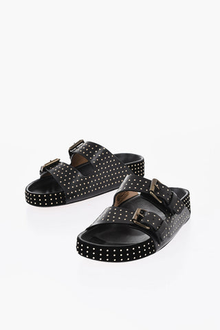 Slides in Pelle LENNYO con Micro Borchie