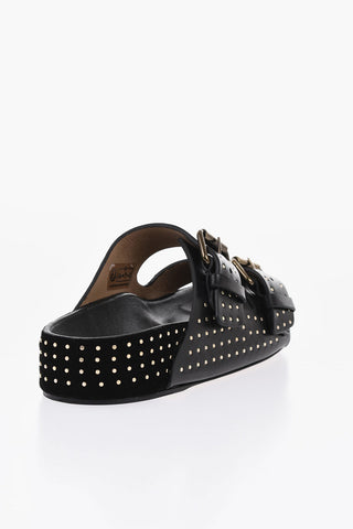 Slides in Pelle LENNYO con Micro Borchie