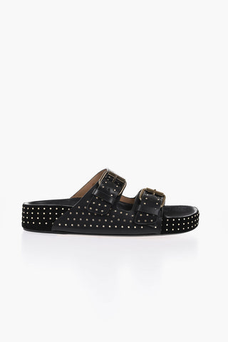 Slides in Pelle LENNYO con Micro Borchie