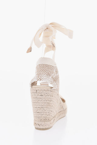 Espadrillas in Canvas con Zeppa e Dettaglio Lace-up 11cm