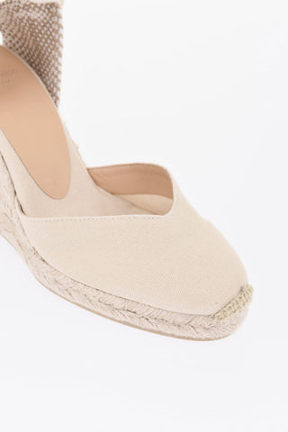 Espadrillas in Canvas con Zeppa e Dettaglio Lace-up 11cm