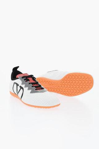 Perforated Leather Sneakers with Contrast Logo