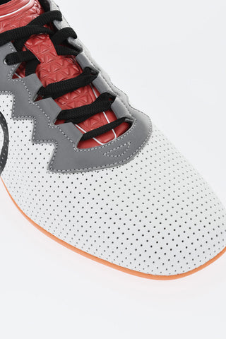 Perforated Leather Sneakers with Contrast Logo