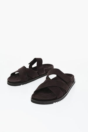 Suede Slides with Criss-Cross Design