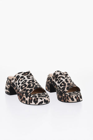 Open-Toe Mules with Animal Print 7cm Heel