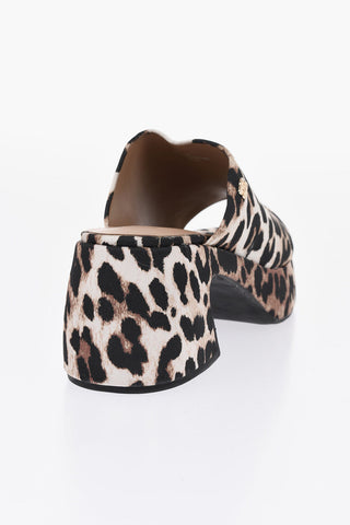 Open-Toe Mules with Animal Print 7cm Heel