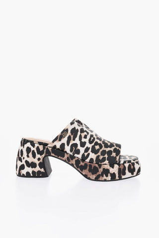 Open-Toe Mules with Animal Print 7cm Heel