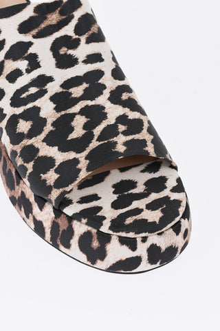 Open-Toe Mules with Animal Print 7cm Heel