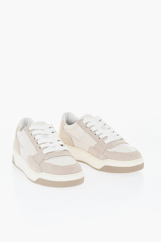 Schnür-Sneaker Aus Leder Und Veloursleder