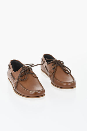 Hammered Leather Boat Loafers