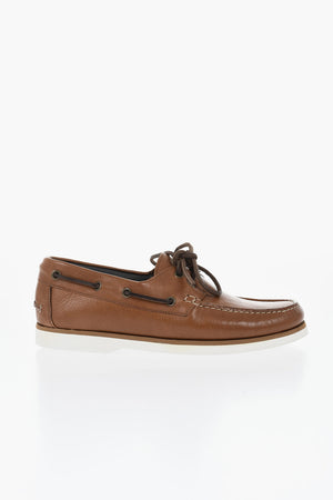 Hammered Leather Boat Loafers