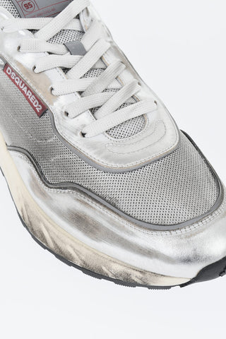 SPRINTER Sneakers in Pelle Lamè con Effetto Vissuto
