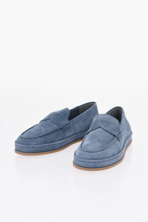 Suede Penny Loafers With Rubber Sole
