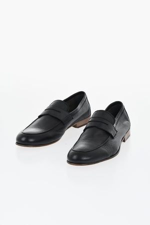 Hammered Deer Leather Penny Loafers
