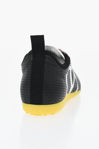 Perforated Leather Sneakers with Contrast Logo