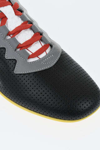 Perforated Leather Sneakers with Contrast Logo