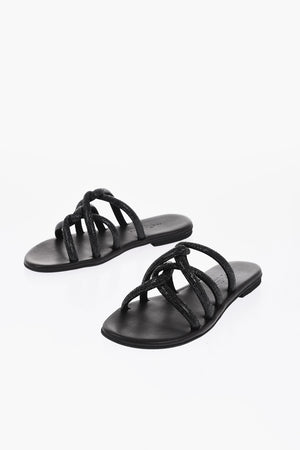 Flache Sandalen TASO mit Strassbesatz
