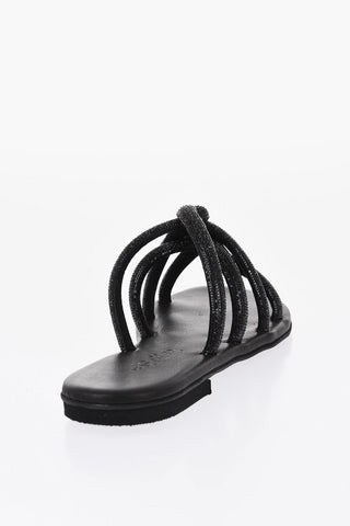 Flache Sandalen TASO mit Strassbesatz