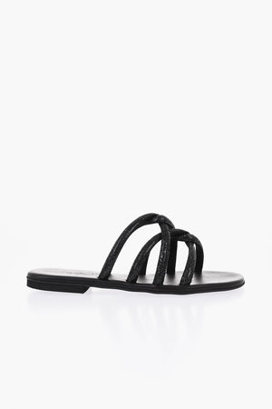 Flache Sandalen TASO mit Strassbesatz