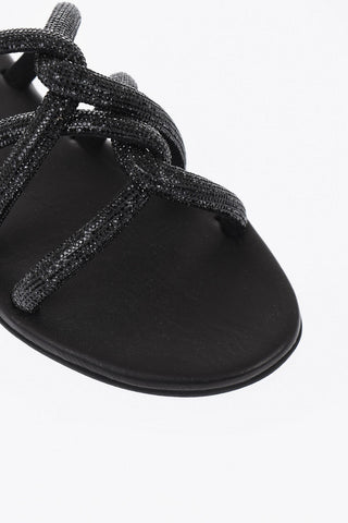 Flache Sandalen TASO mit Strassbesatz