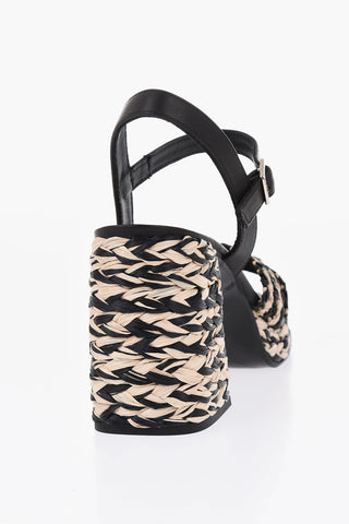 Two-Tone Raffia Sandals VICEN with 9cm Heel