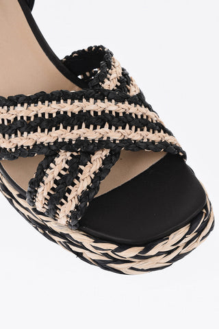 Two-Tone Raffia Sandals VICEN with 9cm Heel