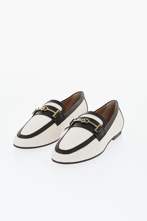 Canvas Loafers with Contrasting Leather Trim