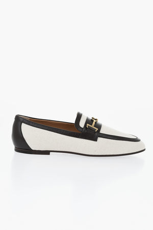 Canvas Loafers with Contrasting Leather Trim