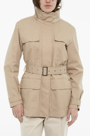 Lightweight Cotton Utility Jacket With Detachable Hood And Belt