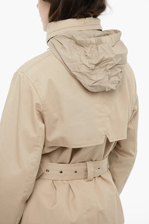 Lightweight Cotton Utility Jacket With Detachable Hood And Belt