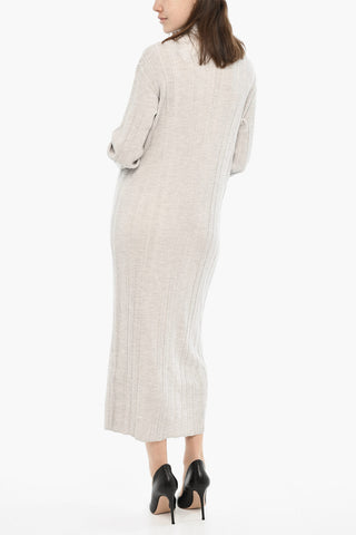Geripptes Maxikleid M-ARKANSAS mit Stehkragen