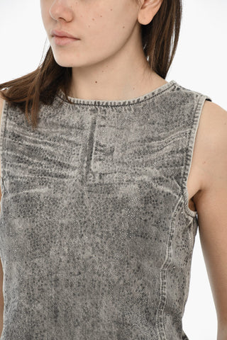Top DE-PINAR-S in Denim con Strass E Zip Posteriore