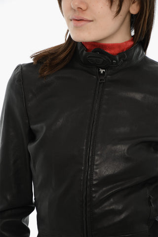 Leather Jacket L-SORY-N1 With Zips On Sleeves