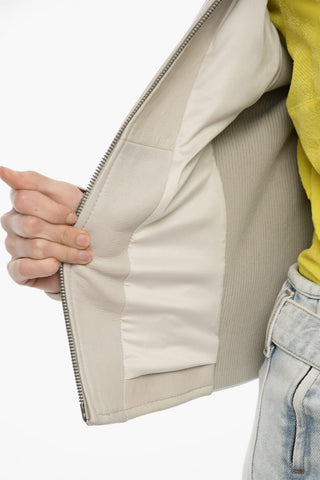 Leather And Fabric Jacket L-SASK In Solid Color