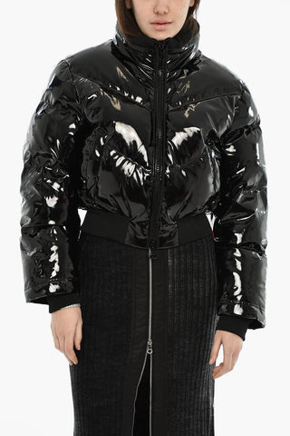 Glossy Nylon Puffer Jacket CREMA Cropped
