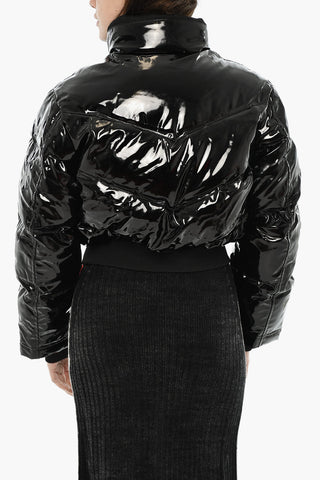 Glossy Nylon Puffer Jacket CREMA Cropped
