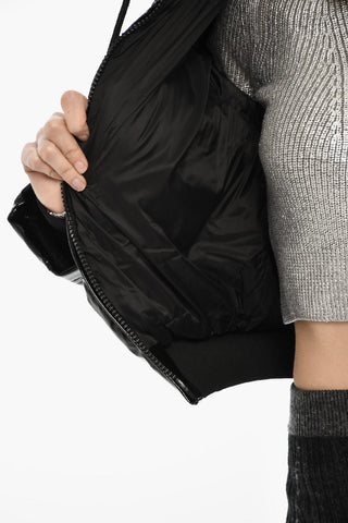 Glossy Nylon Puffer Jacket CREMA Cropped