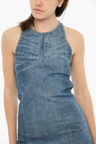 Denim Dress DE-DRAQUE-S Embellished with Rhinestones