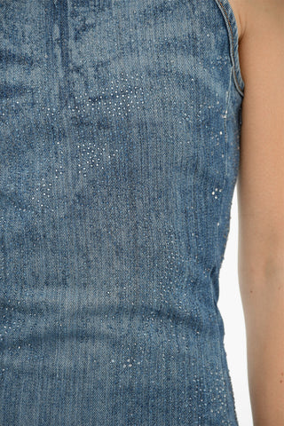 Denim Dress DE-DRAQUE-S Embellished with Rhinestones