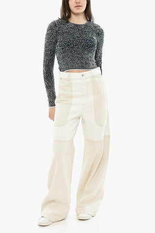 Wide-Leg High-Waisted Trousers D- UOKI With Logo Button