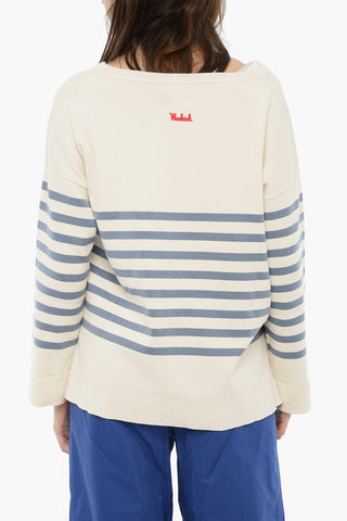 Maglia Girocollo in Cotone Leggero con Dettagli a Righe