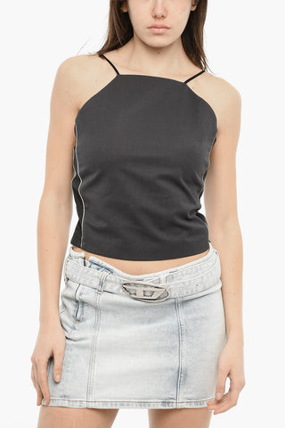 Cropped Top T-BETY aus doppellagigem Stoff mit Trapez-Ausschnitt