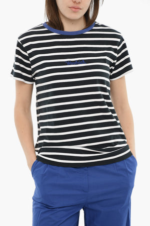 Gestreiftes T-Shirt Aus Bio-Baumwolle Mit Gesticktem Logo