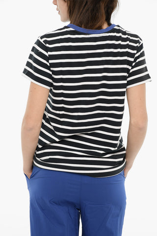 Gestreiftes T-Shirt Aus Bio-Baumwolle Mit Gesticktem Logo