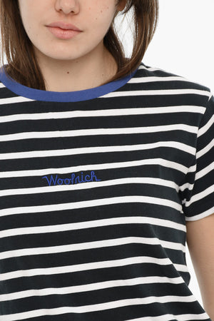 Gestreiftes T-Shirt Aus Bio-Baumwolle Mit Gesticktem Logo