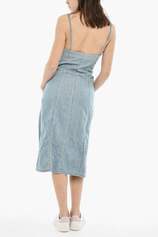 Long Dress DE-DRESSY Denim With Half Zip And Snap Buttons
