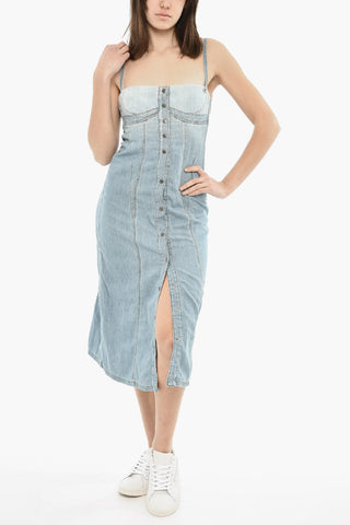 Long Dress DE-DRESSY Denim With Half Zip And Snap Buttons