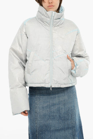 Solid-Color Puffer Jacket W-HIMSY with Zip Closure