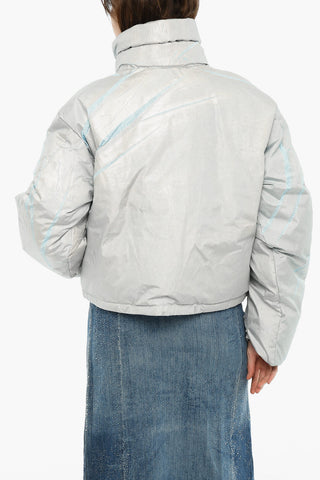 Solid-Color Puffer Jacket W-HIMSY with Zip Closure